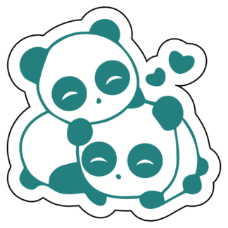 Cute Panda Couple In Love Sticker (Turquoise)